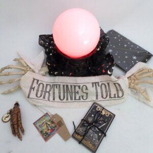 NEW 10” LIGHT UP GLASS CRYSTAL BALL FORTUNE TELLER HALLOWEEN GOTHIC ODDITY PROP